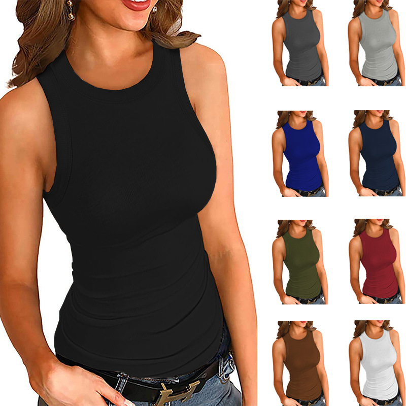 Tank Top Ribbed - Nouveautés transfrontalières printemps-été : Débardeur uni