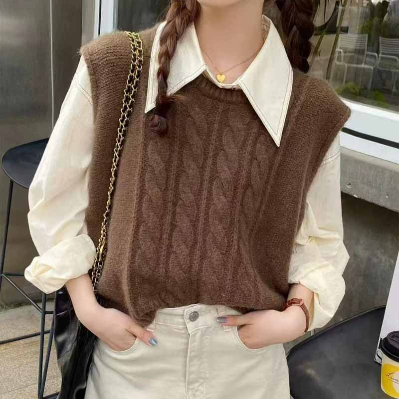 Sleeveless Undershirt - 2025 nouveau col rond tricoté gilet