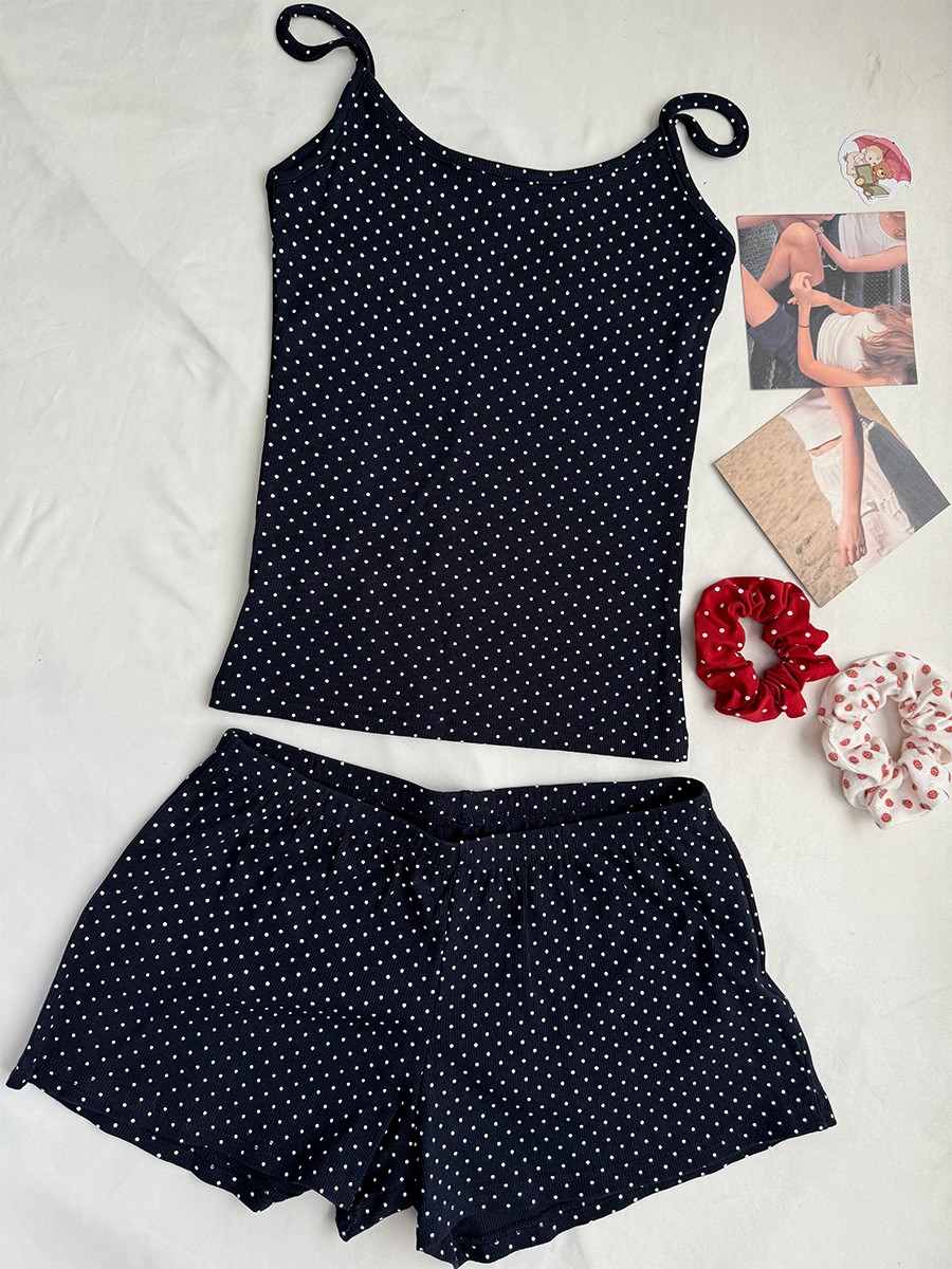 Tank Top Ribbed - Ensemble deux pièces côtelé à pois