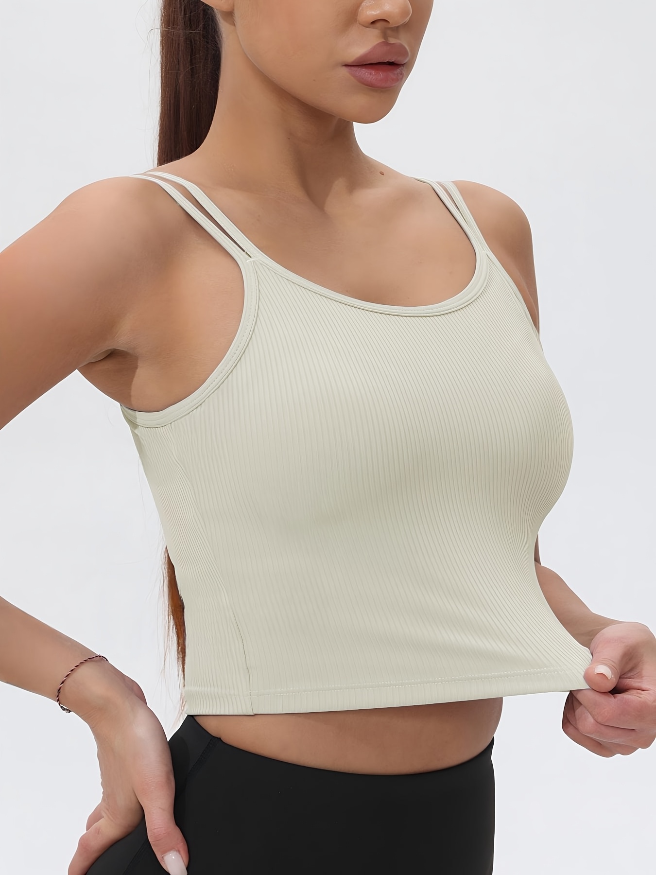 Tank Top Ribbed - Fitfemme Débardeur de sport court sans