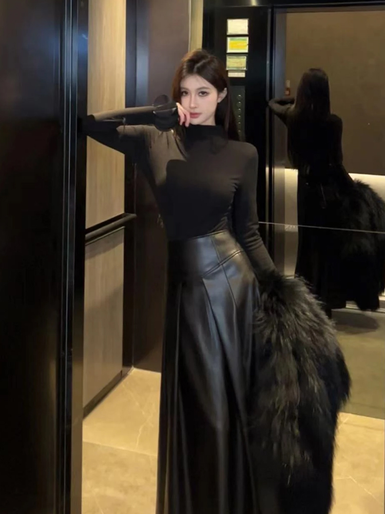 Ensemble jupe trapèze en cuir  - Base Layer Top avis et prix